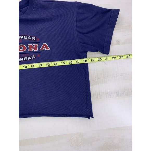 VINTAGE Y2K Sierra Madre Cotton Cropped Arizona Distressed Graphic Blue T Shirt - Picture 7 of 10